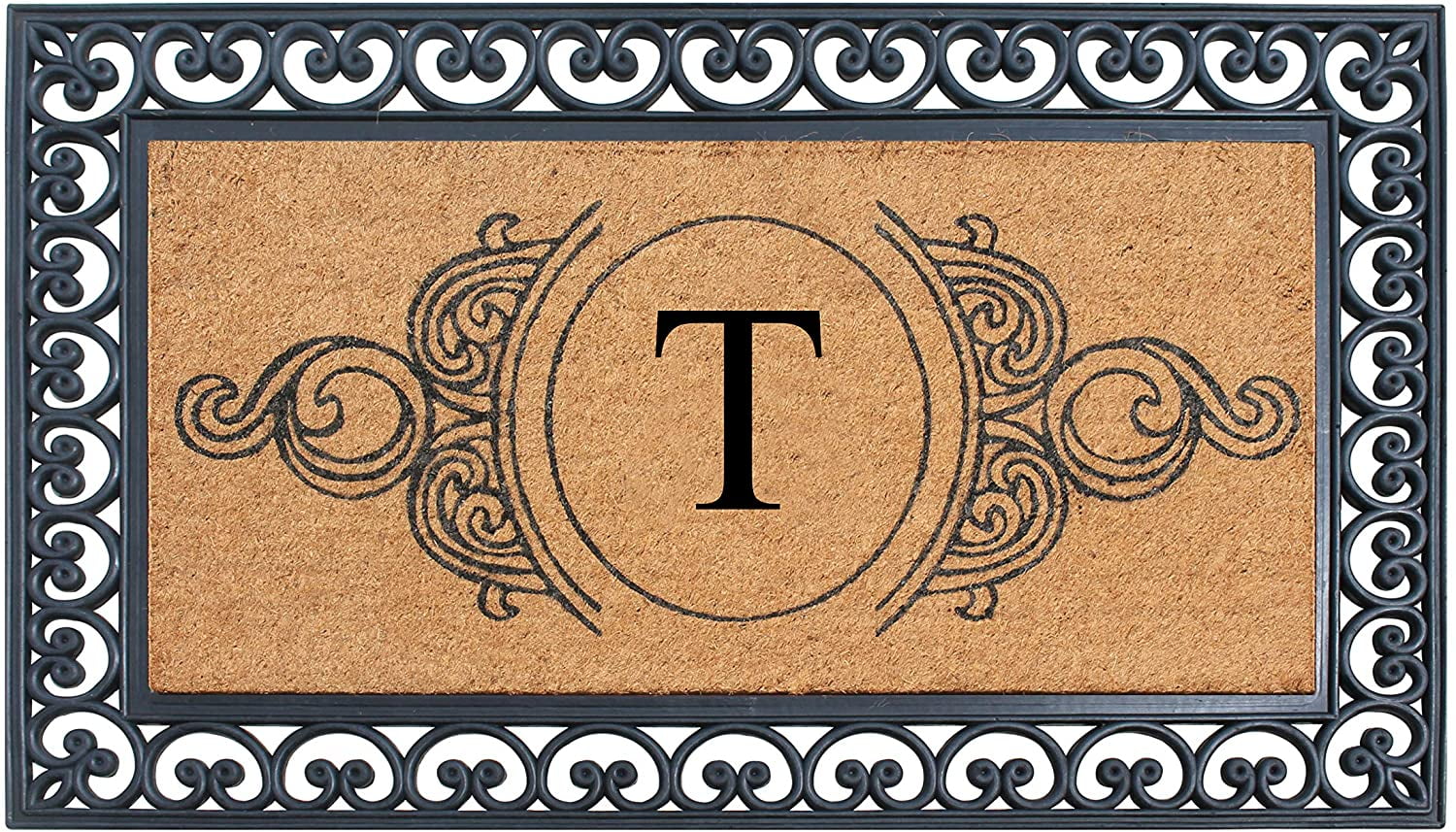 A1HC Rubber and Coir Doormat 30" x 48", Standard Double / Single Front Door Mat for Outdoor Entrance, Personalized Monogrammed Non-Slip Entrymat