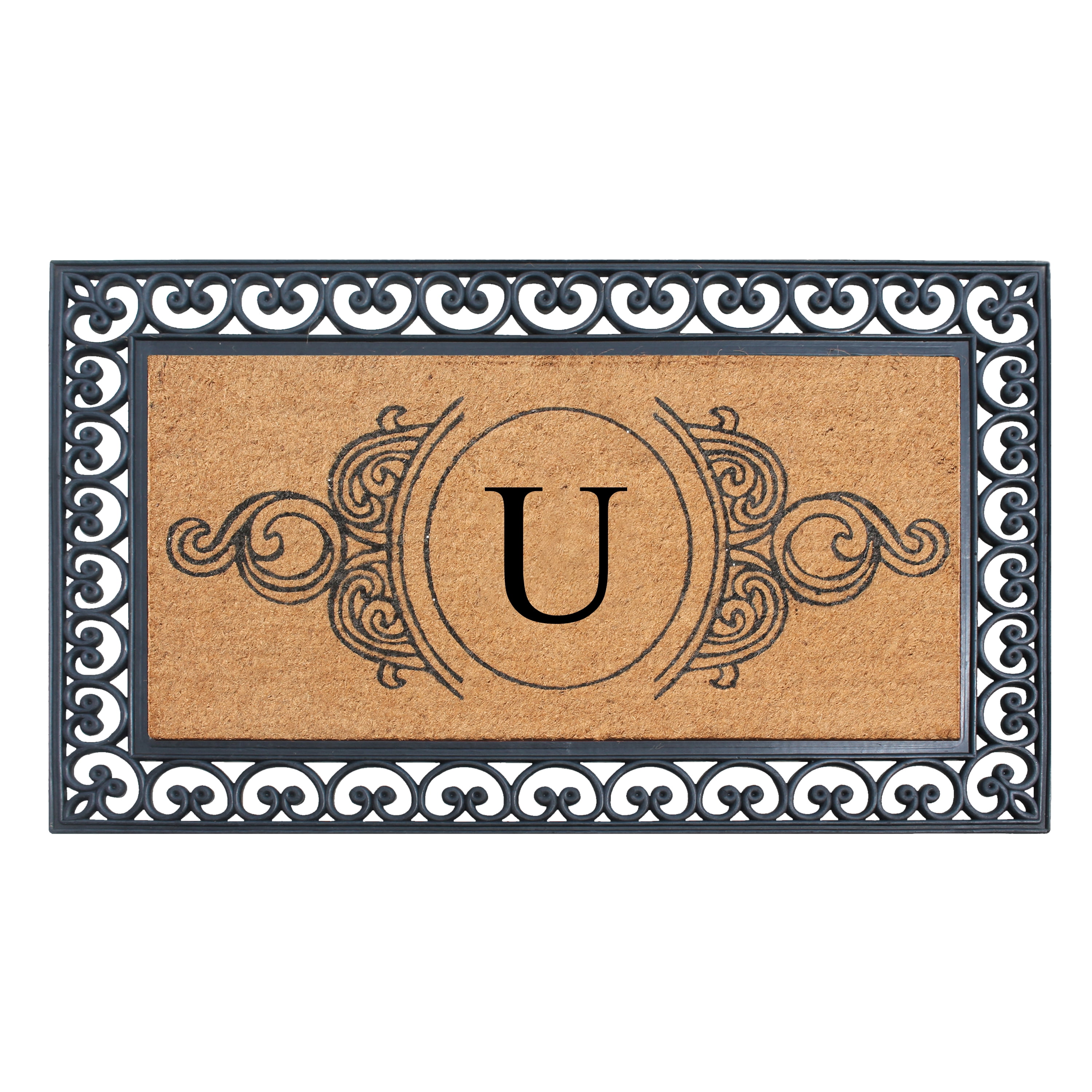 A1HC Rubber and Coir Doormat 30" x 48", Standard Double / Single Front Door Mat for Outdoor Entrance, Personalized Monogrammed Non-Slip Entrymat