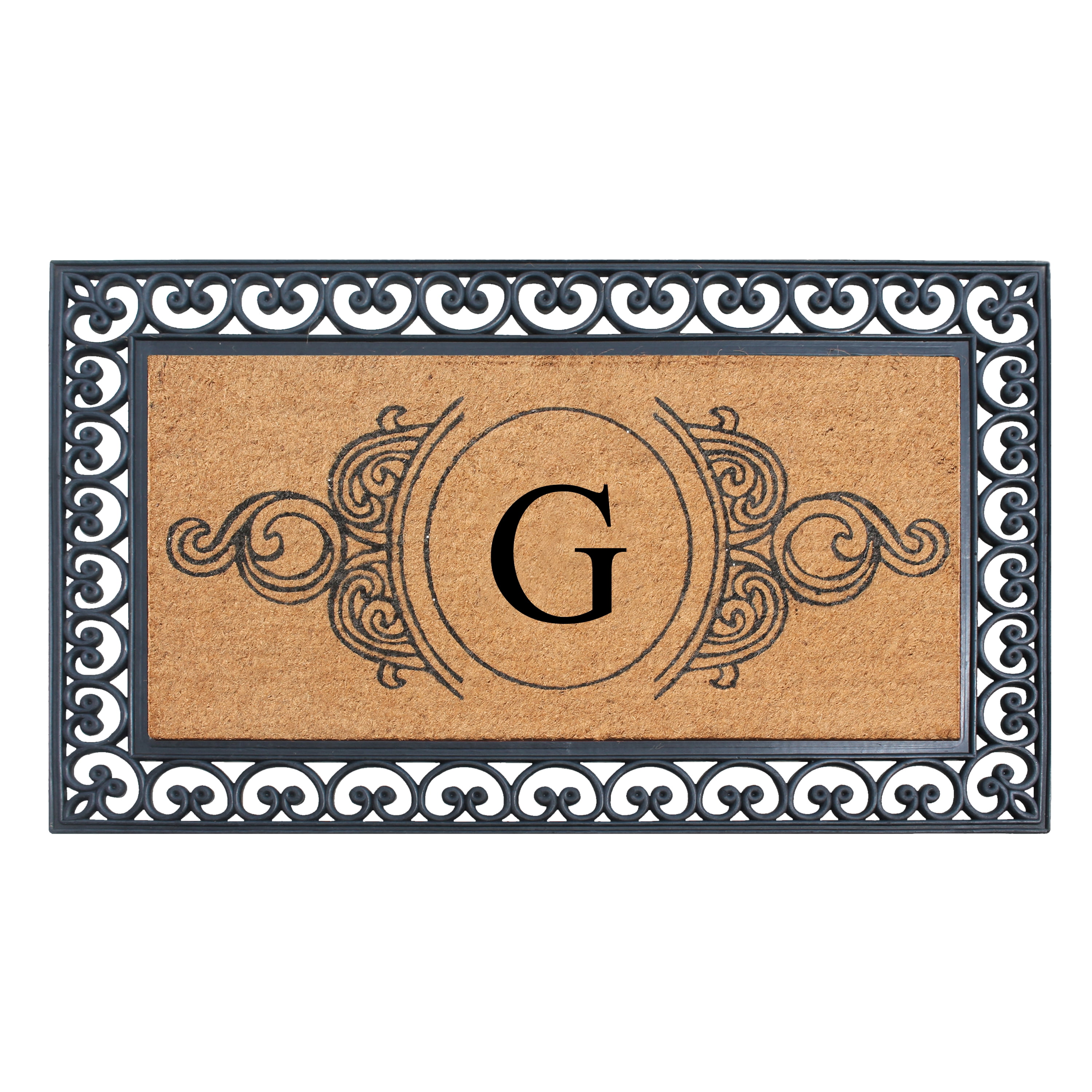 A1HC Rubber and Coir Doormat 30" x 48", Standard Double / Single Front Door Mat for Outdoor Entrance, Personalized Monogrammed Non-Slip Entrymat