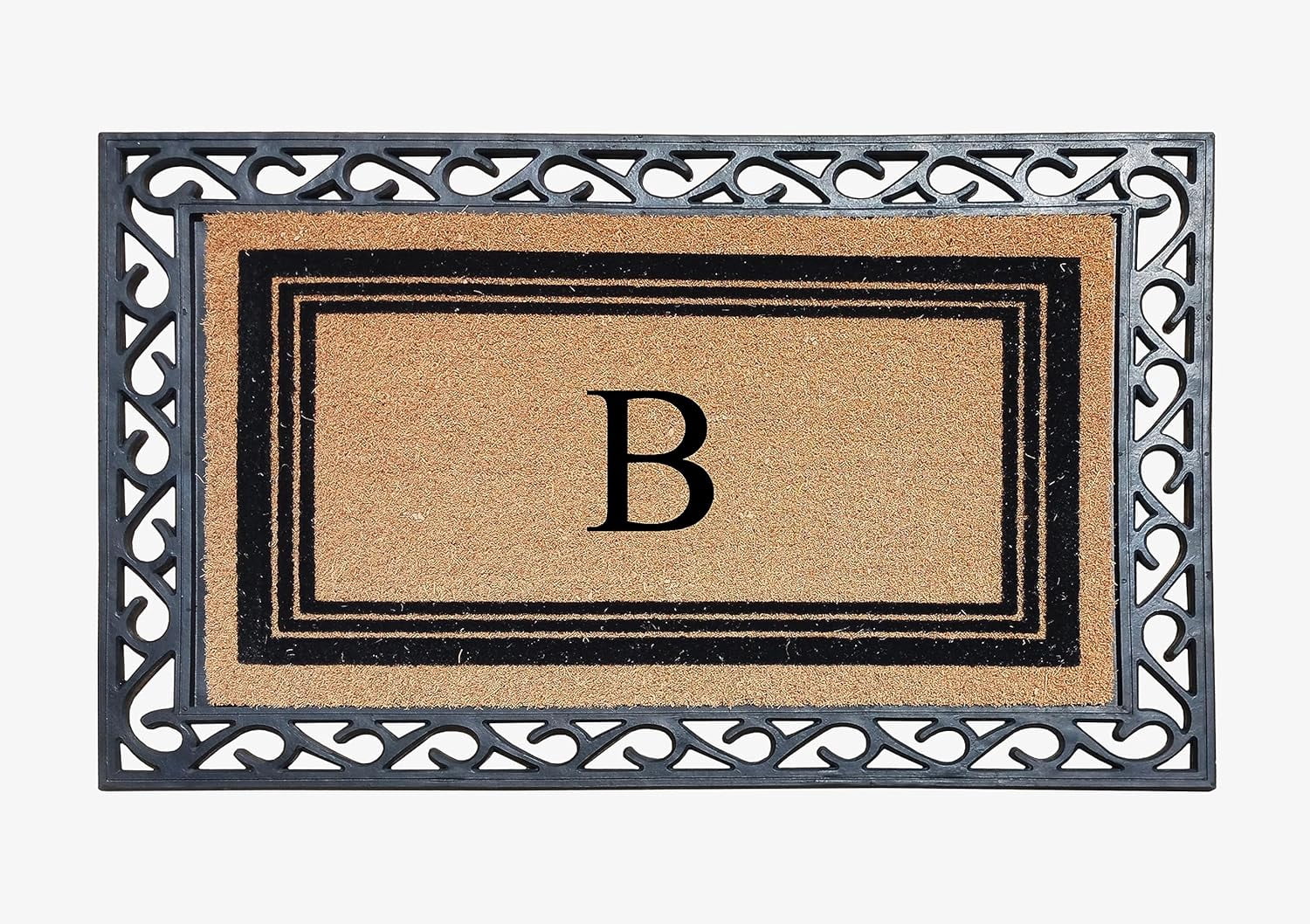 First Home Monogram A1HC Natural Coir Monogrammed Front Door Mat, Non-Slip Heavy Duty ...