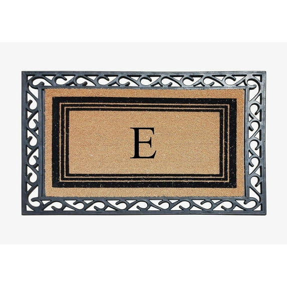 A1HC Natural Coir Monogrammed Front Door Mat, Non-Slip Heavy Duty Durable Doormat for Indoor Outdoor Entrance - 24" X 36"