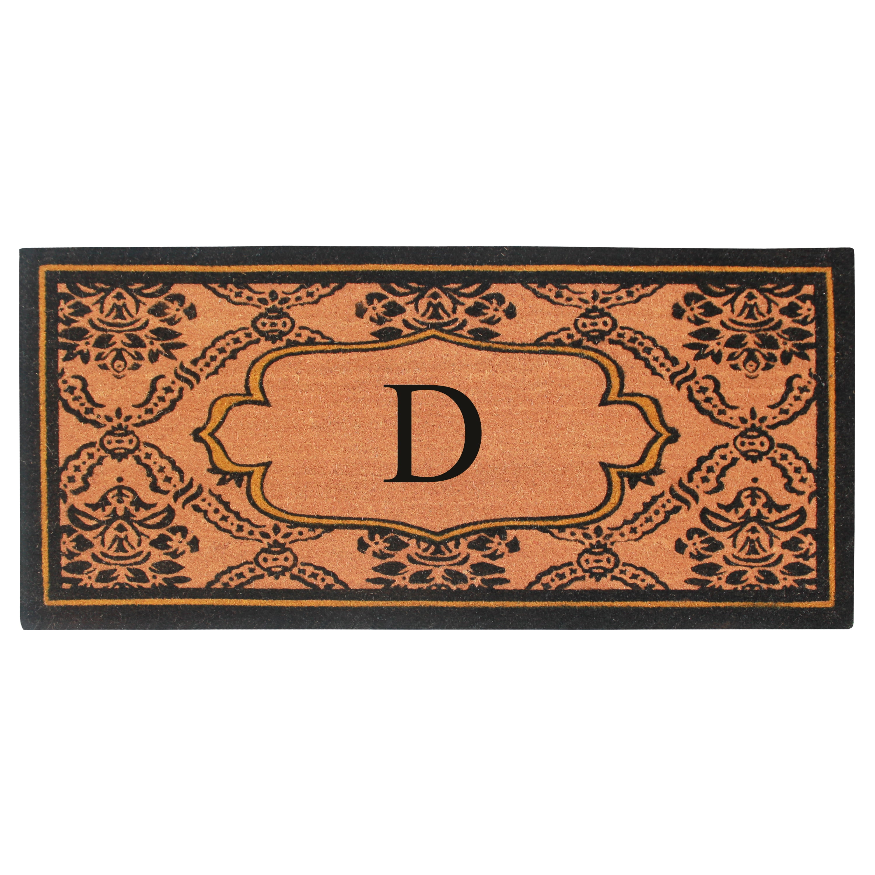 A1HC Natural Coir and PVC Monogrammed Floral Design Door Mat, 30" x 60", Anti-Shed Treated Durable Heavy Duty Front Door Mat for Outdoor Entrance