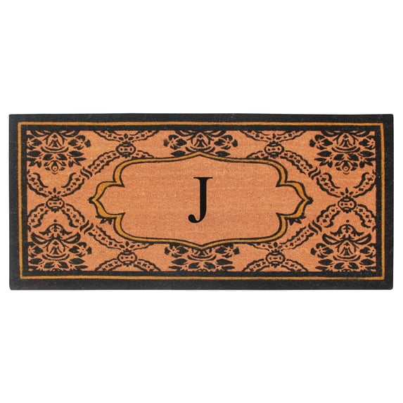 A1HC Natural Coir and PVC Monogrammed Floral Design Door Mat, 30" x 60", Anti-Shed Treated Durable Heavy Duty Front Door Mat for Outdoor Entrance