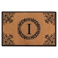 thumbnail image 1 of A1HC First Impression Brown/Black Vinyl/Coir 30-inch x 48-inch Floral Monogrammed Double Doormat, 1 of 9