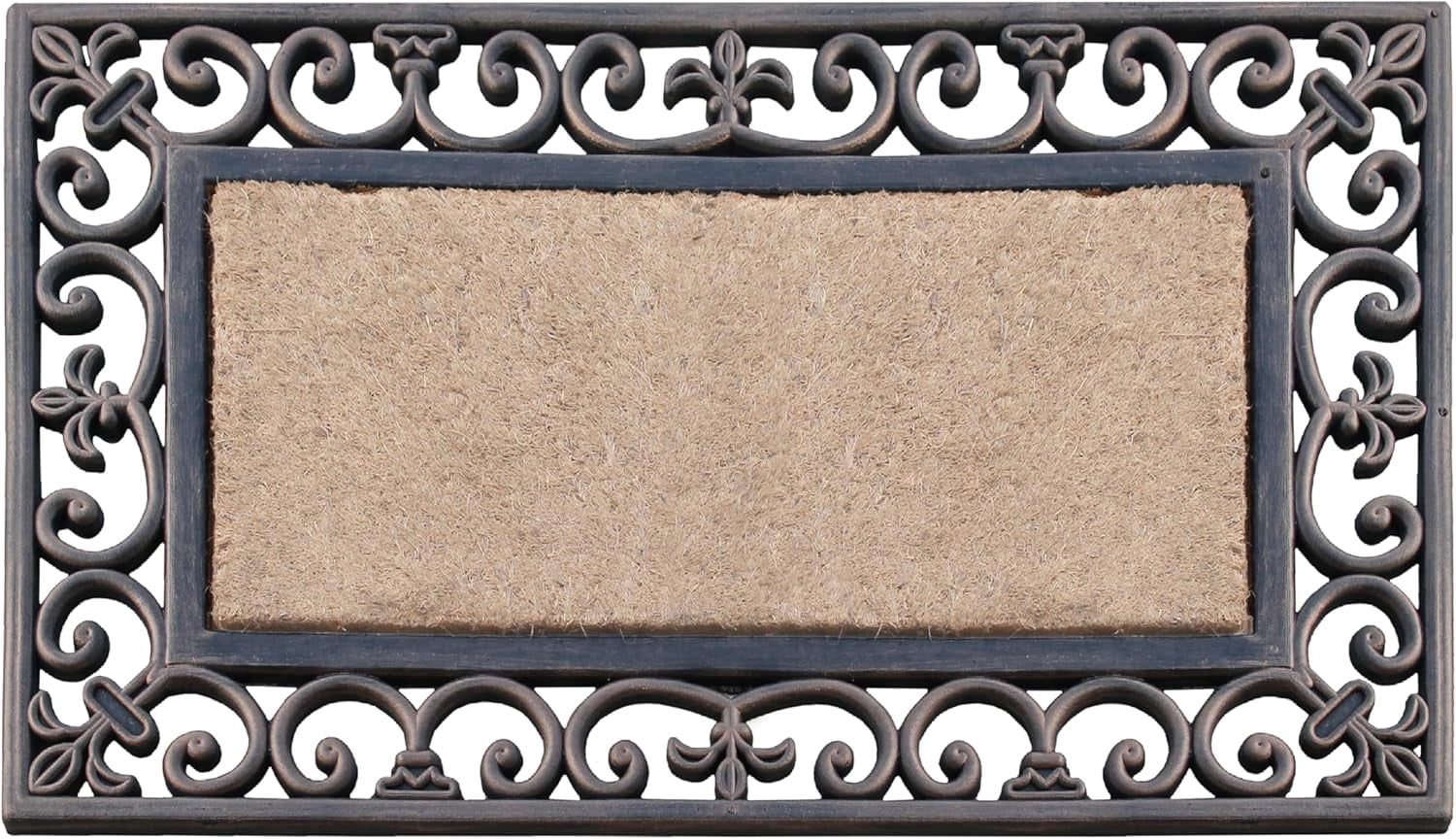 A1HC First Impression Classic Paisley Border Rubber Coir Door Mat for Outdoor Front Door Entrway Doormat 18 in. x 30 in.