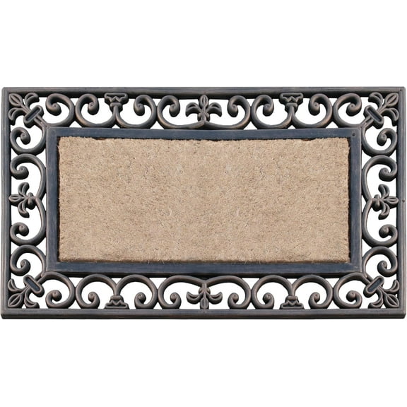 A1HC First Impression Classic Paisley Border Rubber Coir Door Mat for Outdoor Front Door Entrway Doormat 18 in. x 30 in.