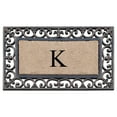 thumbnail image 1 of A1HC First Impression Classic Paisley Border Bronze 18 in. x 30 in. Rubber and Coir Monogrammed K Door Mat, 1 of 6
