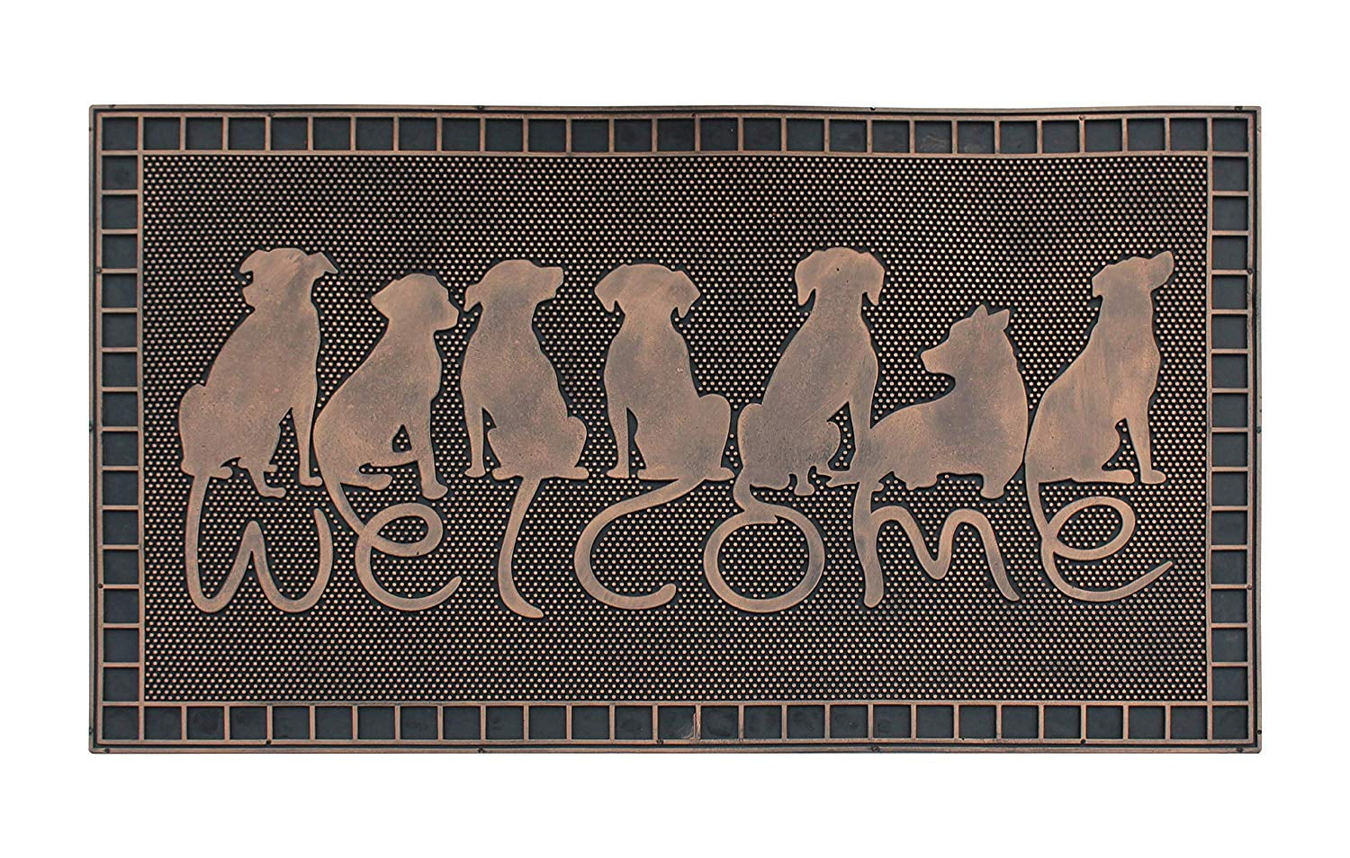 A1HC Rubber Pin Doormat Dogs Tails Welcome Mat, Beautifully Copper Finished Outdoor Indoor Entance Mats 18" X 30"