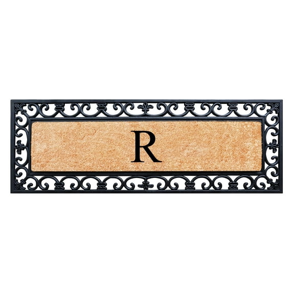 A1HC First Impression Exclusive Hand Crafted Myla Monogrammed Entry Doormat, Rubber Coir Mat Large Double Door Size - 18" x 48"