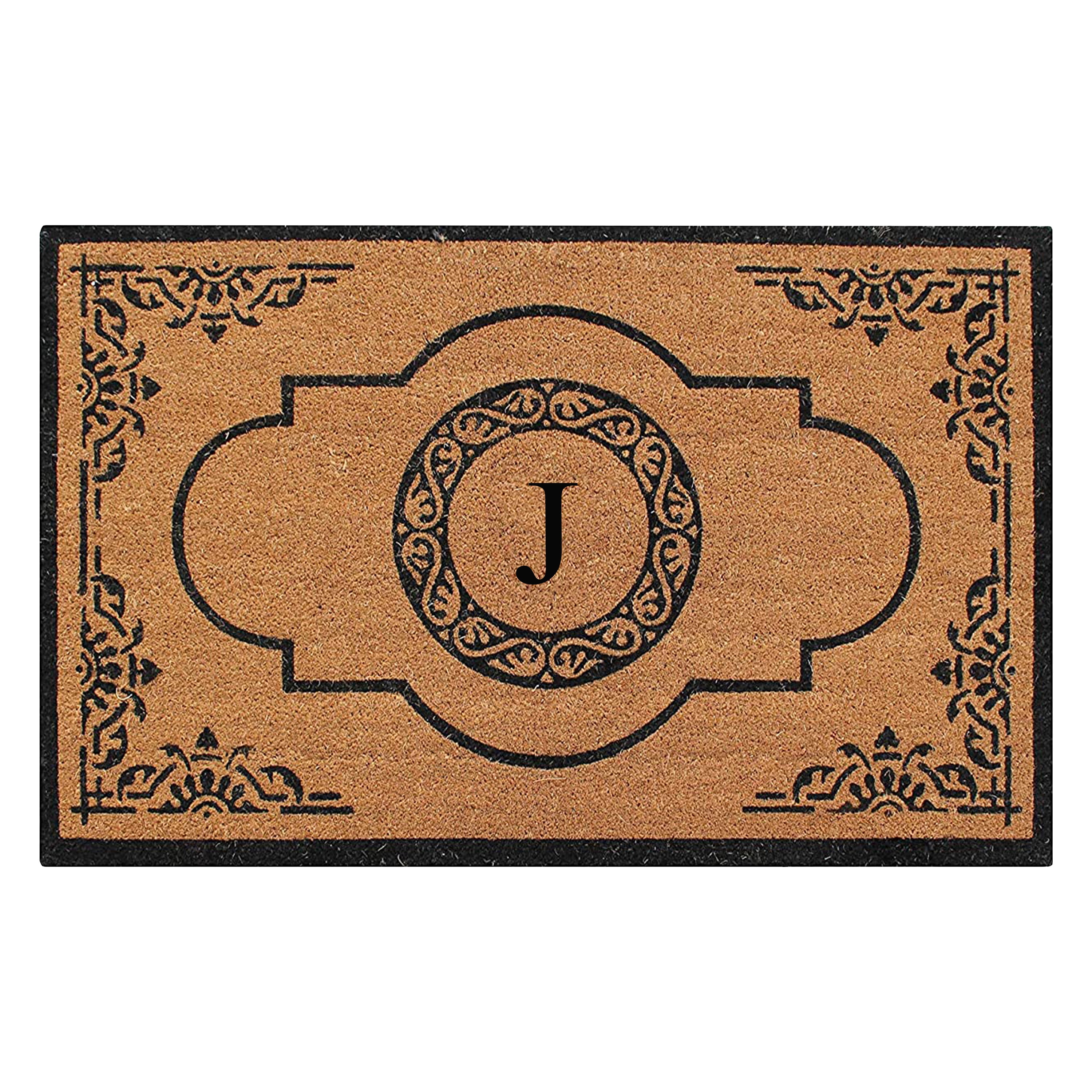 Monogram Mat A1HC Abrilina Natural Coir Monogrammed Door Mat, PVC Backing, Durable ...