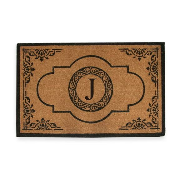 A1HC Abrilina Natural Coir Monogrammed Door Mat, PVC Backing, Durable Anti-Shed Heavy Duty Doormat for Outdoor Front Porch Entrymat - 30"x48"
