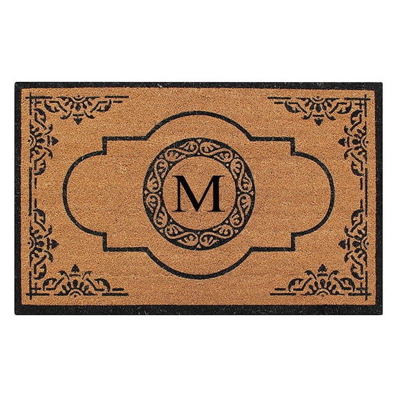 A1HC Abrilina Natural Coir Monogrammed Door Mat, PVC Backing, Durable Anti-Shed Heavy Duty Doormat for Outdoor Front Porch Entrymat - 30"x48"