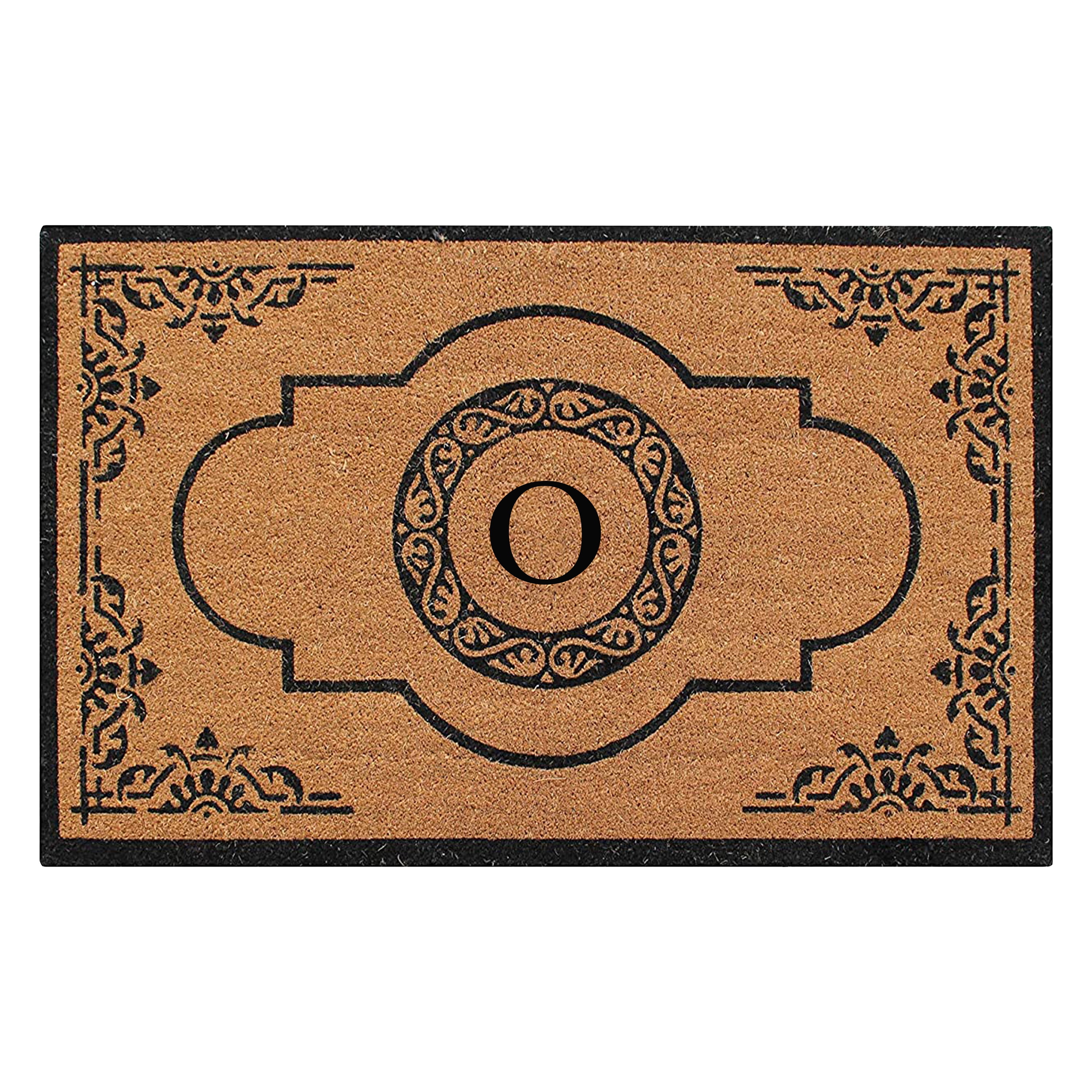 A1HC Abrilina Natural Coir Monogrammed Door Mat, PVC Backing, Durable Anti-Shed Heavy Duty Doormat for Outdoor Front Porch Entrymat - 30"x48"