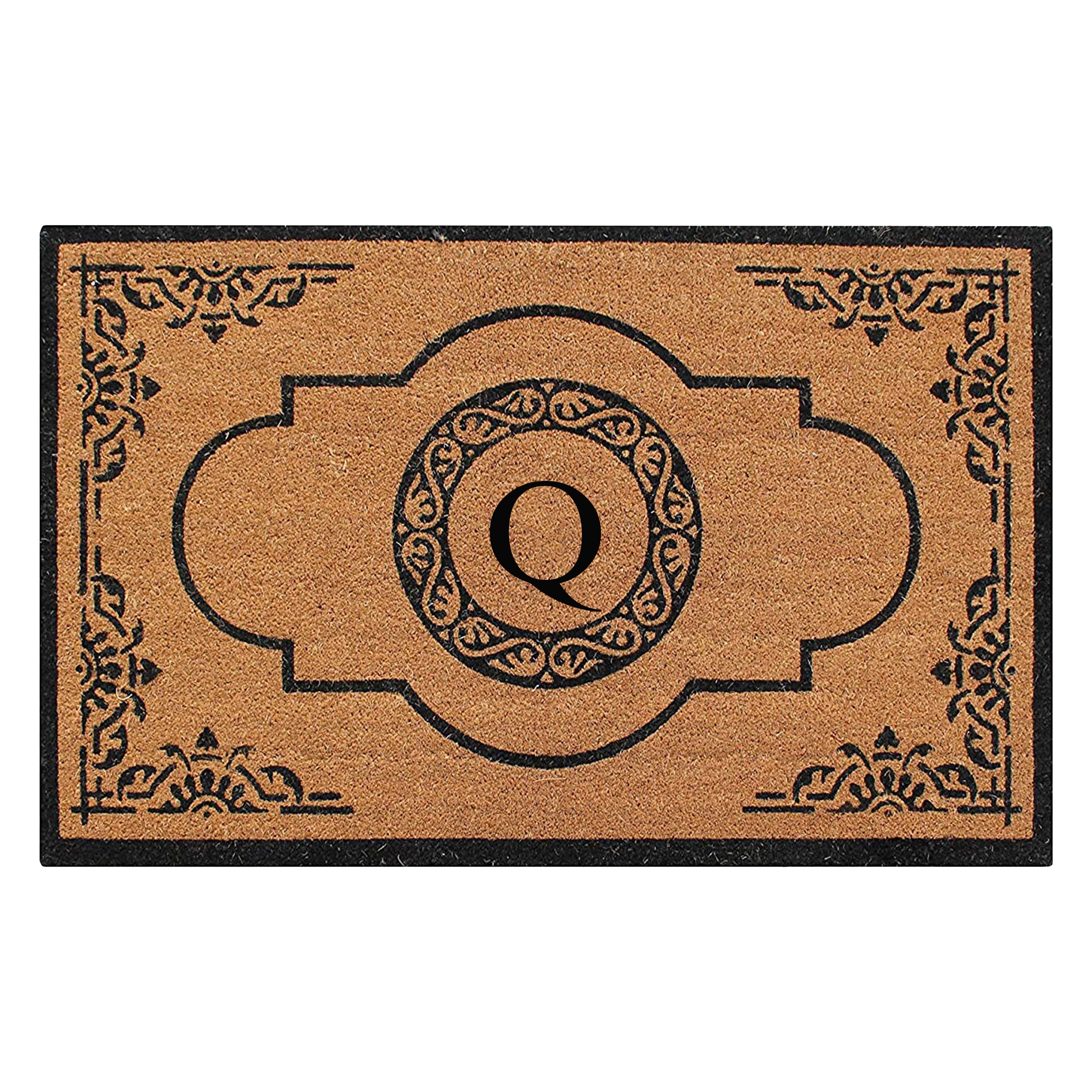 A1HC Abrilina Natural Coir Monogrammed Door Mat, PVC Backing, Durable Anti-Shed Heavy Duty Doormat for Outdoor Front Porch Entrymat - 30"x48"