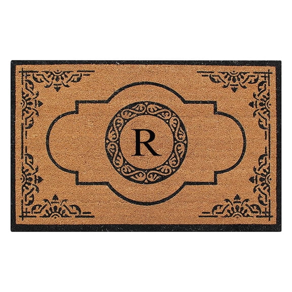A1HC Abrilina Natural Coir Monogrammed Door Mat, PVC Backing, Durable Anti-Shed Heavy Duty Doormat for Outdoor Front Porch Entrymat - 30"x48"