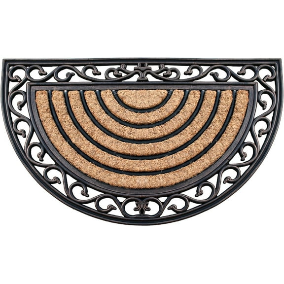 A1HC Natural Coir and Rubber Large Door Mat 18x30, Thick Durable Half Round Doormats for Door Entrance, Heavy Duty, Thin Profile Door Mat, Easy to Clean, Long Lasting Front Door Entry Doormat