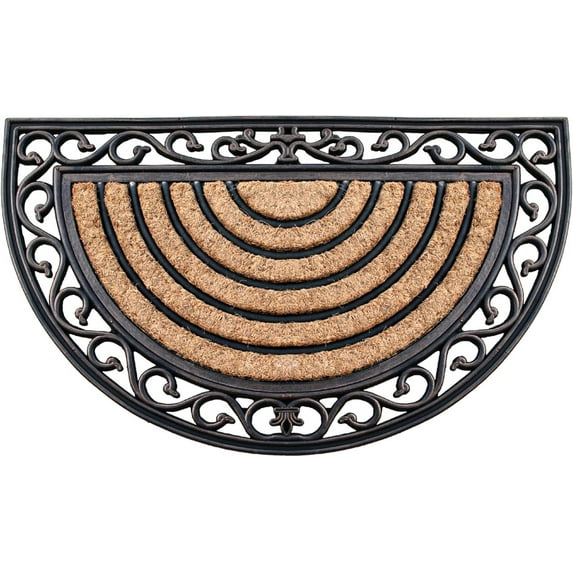 A1HC Natural Coir and Rubber Large Door Mat 18x30, Thick Durable Half Round Doormats for Door Entrance, Heavy Duty, Thin Profile Door Mat, Easy to Clean, Long Lasting Front Door Entry Doormat
