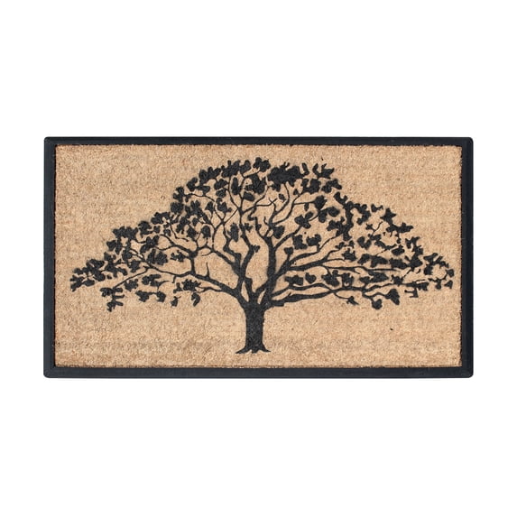 A1HC First Impression Hand-Crafted Rubber Coir Life of Tree Double Door Mat, 30"X48"
