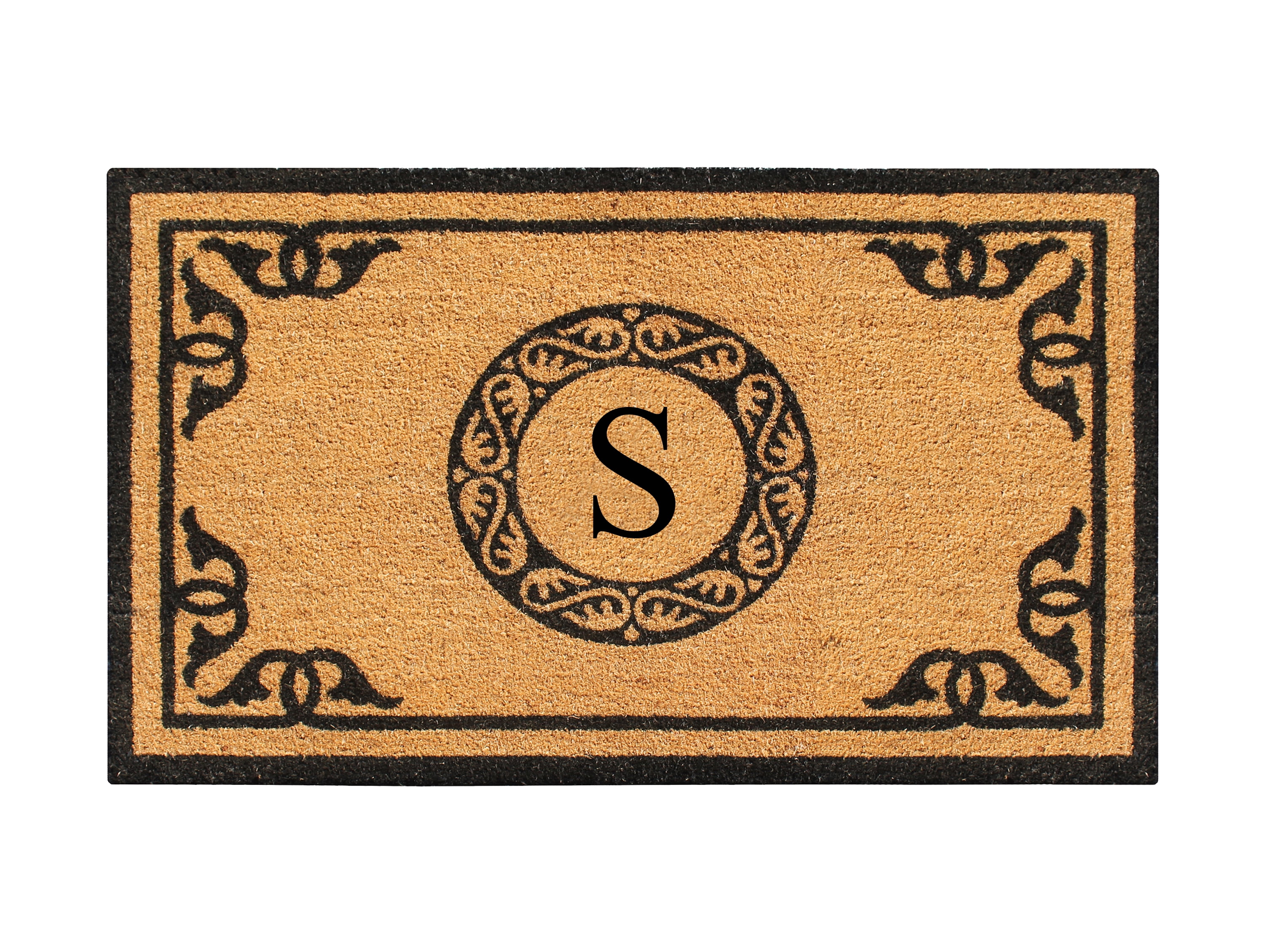 A1HC First Impression Hand Crafted by Artisans Geneva Monogrammed Entry Doormat For Outdoor Entrance Front Door Mat, 30"X48"