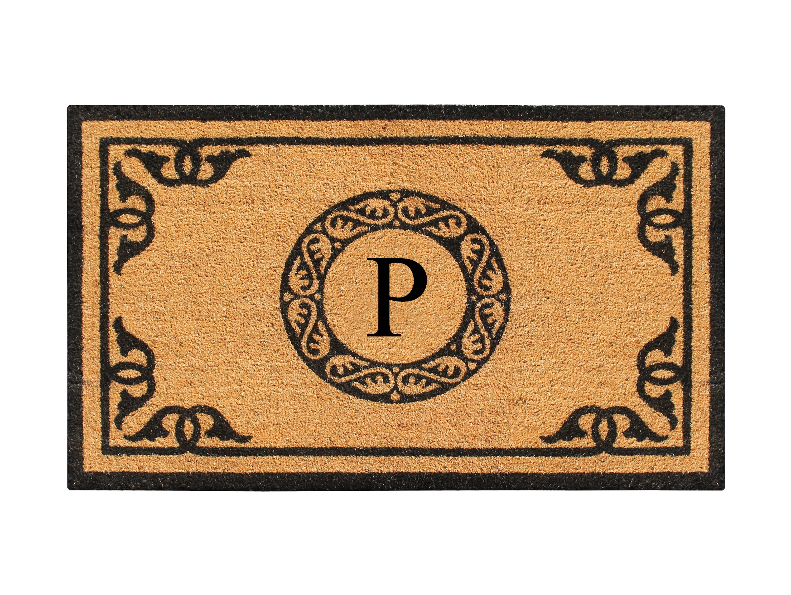 A1HC First Impression Hand Crafted by Artisans Geneva Monogrammed Entry Doormat For Outdoor Entrance Front Door Mat, 30"X48"