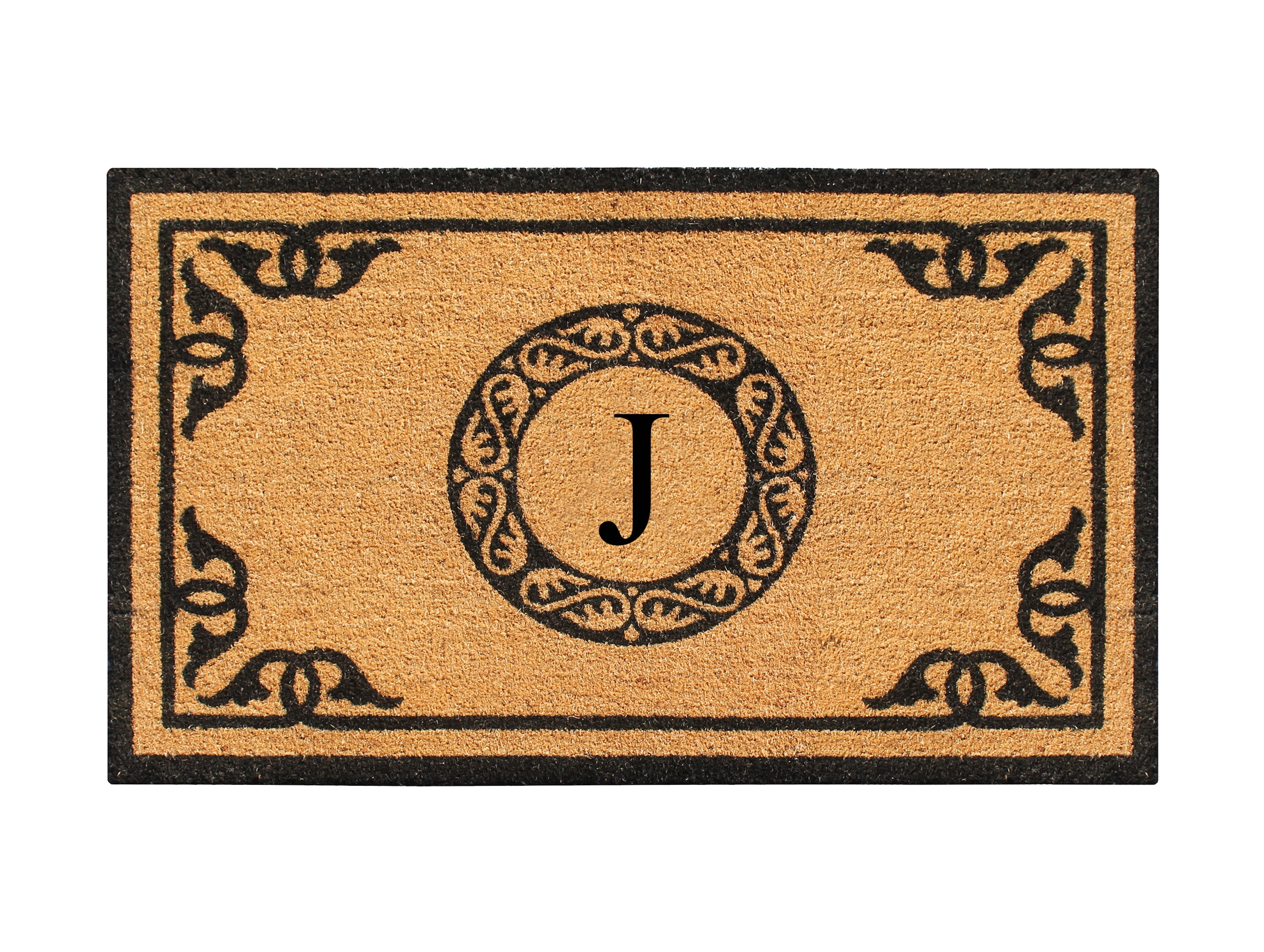 A1HC First Impression Hand Crafted by Artisans Geneva Monogrammed Entry Doormat For Outdoor Entrance Front Door Mat, 30"X48"