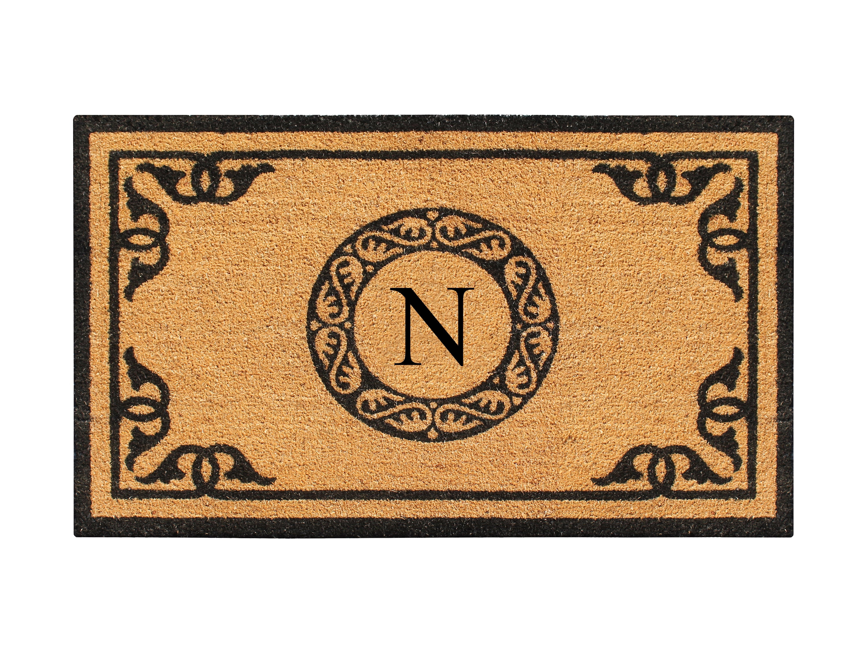 A1HC First Impression Hand Crafted by Artisans Geneva Monogrammed Entry Doormat For Outdoor Entrance Front Door Mat, 30"X48"