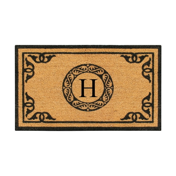 A1HC First Impression Hand Crafted by Artisans Geneva Monogrammed Entry Doormat For Outdoor Entrance Front Door Mat, 30"X48"