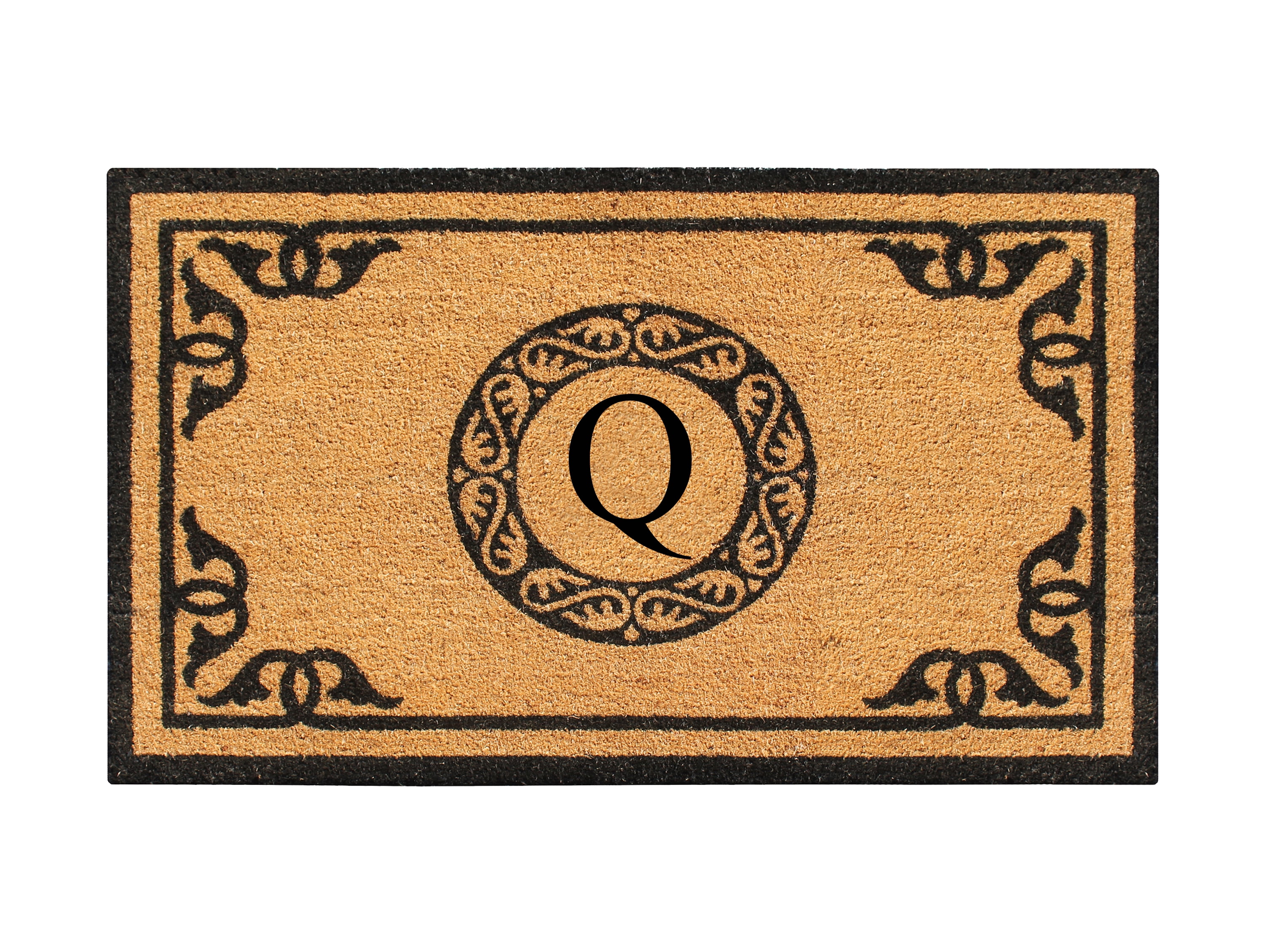 A1HC Handcrafted Geneva Monogrammed Coir Entry Doormat for Outdoor Front Door, 30" x 48"