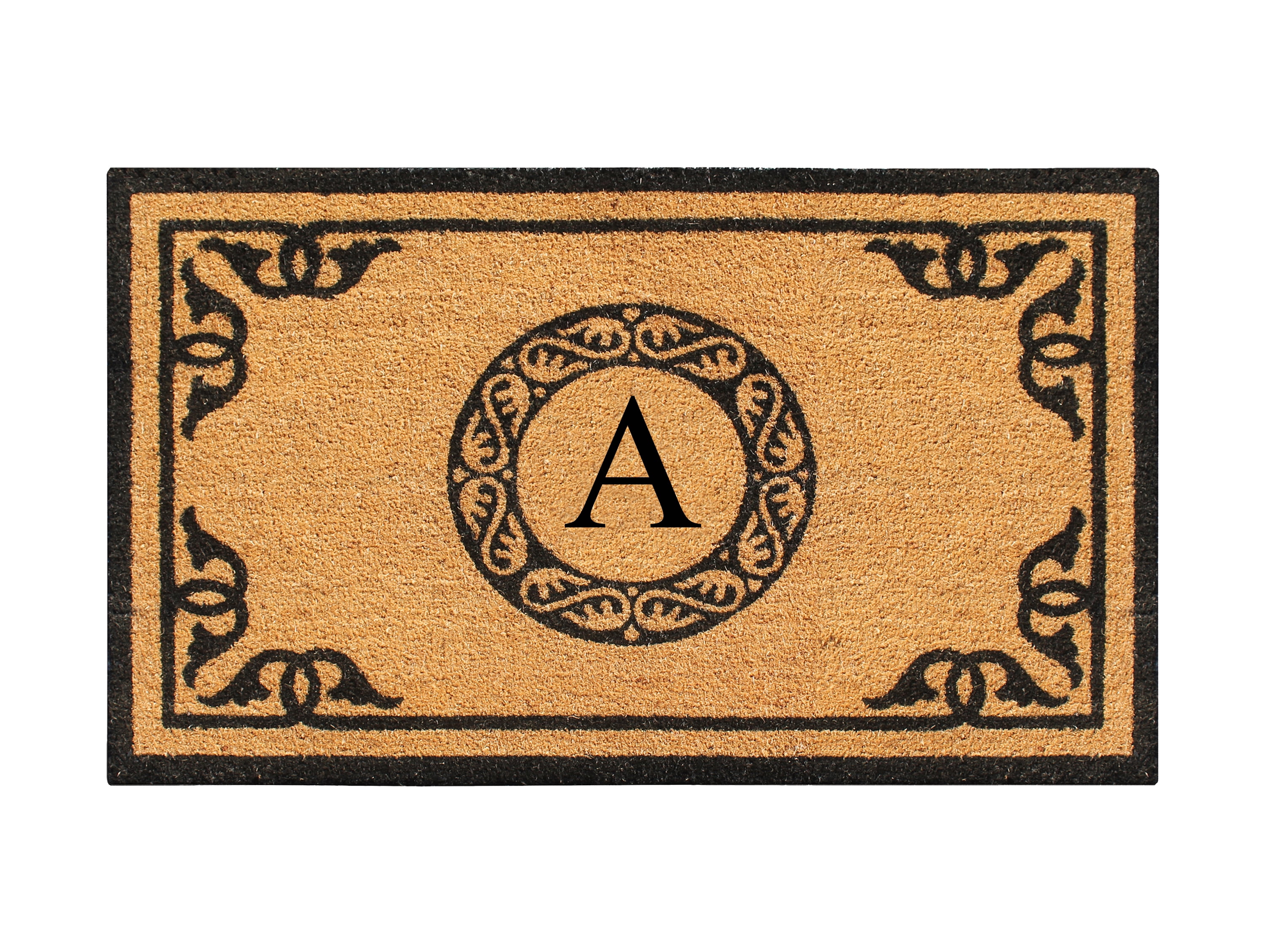 A1HC First Impression Hand Crafted by Artisans Geneva Monogrammed Entry Doormat For Outdoor Entrance Front Door Mat, 30"X48"