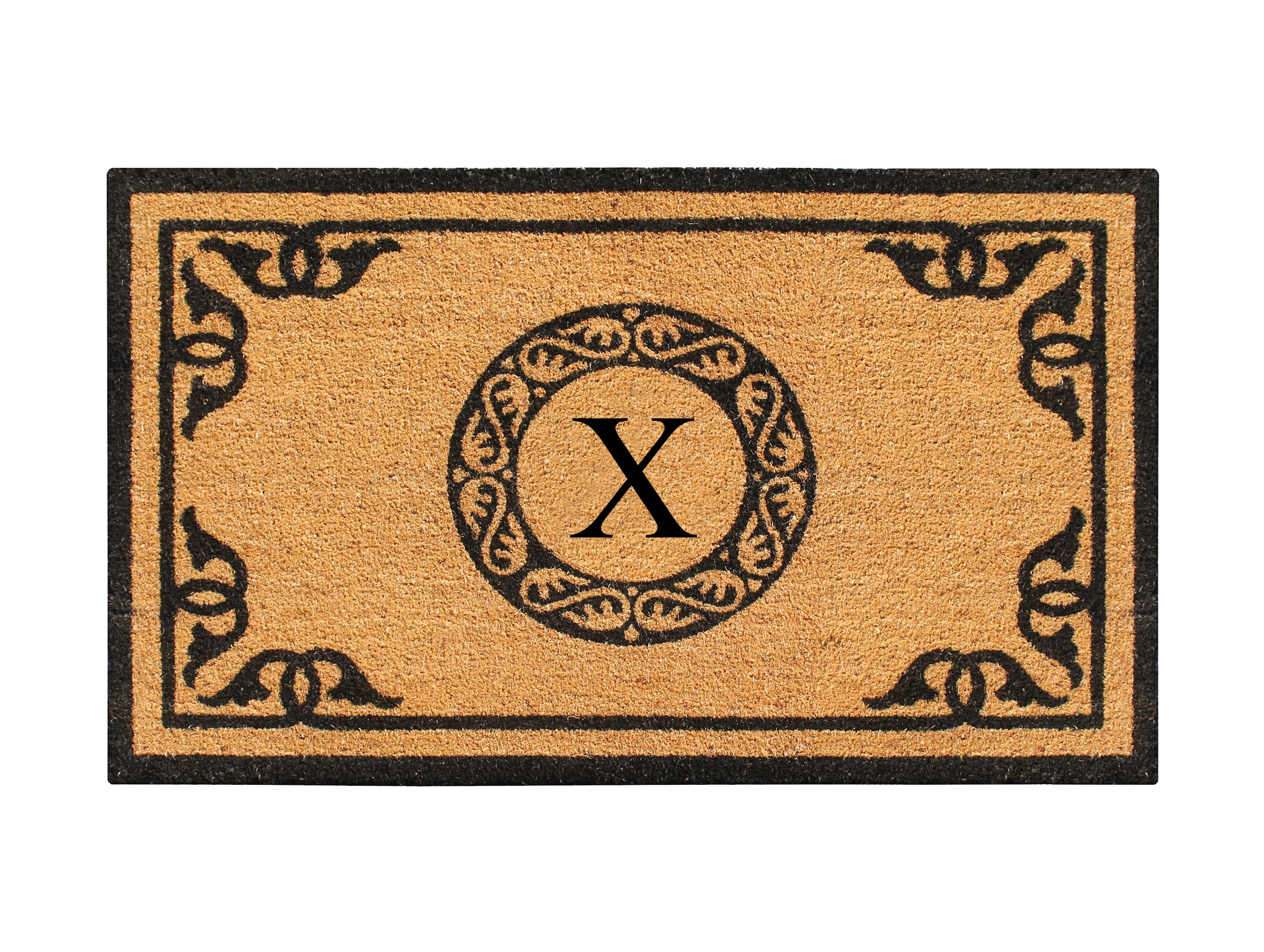 A1HC First Impression Hand Crafted by Artisans Geneva Monogrammed Entry Doormat For Outdoor Entrance Front Door Mat, 30"X48"