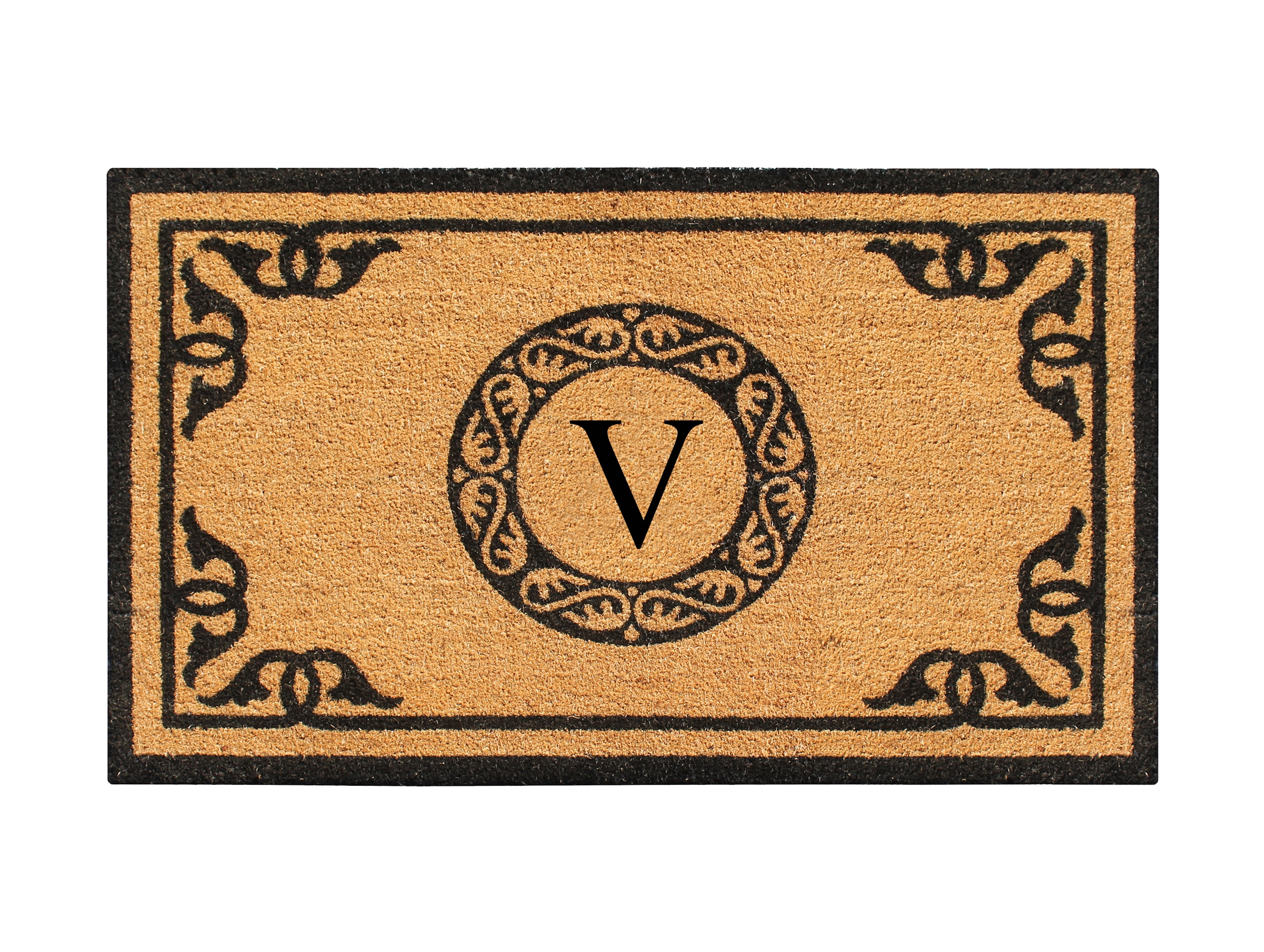 A1HC First Impression Hand Crafted by Artisans Geneva Monogrammed Entry Doormat For Outdoor Entrance Front Door Mat, 30"X48"