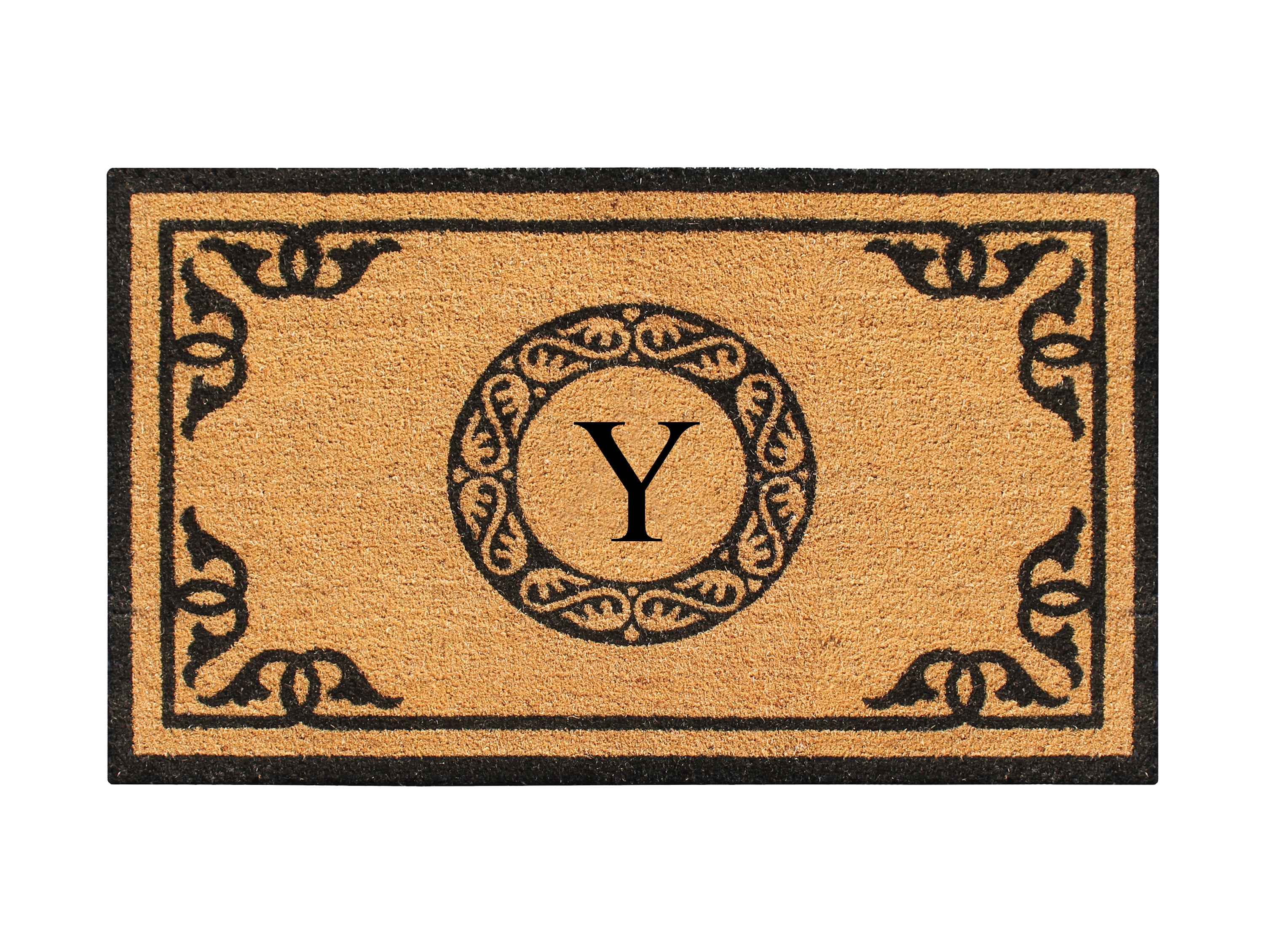 A1HC First Impression Hand Crafted by Artisans Geneva Monogrammed Entry Doormat For Outdoor Entrance Front Door Mat, 30"X48"