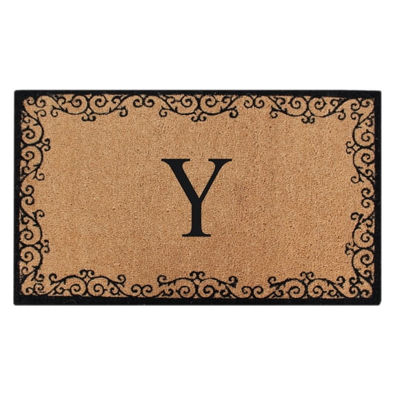 A1HC First Impression Lori Floral Non Skid 24" X 39" Monogrammed Doormat