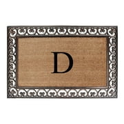 A1HC First Impression Natural Brown Rubber And Coir Classic Paisley Border Extra-large Double door Monogrammed Doormat - 30" x 48"