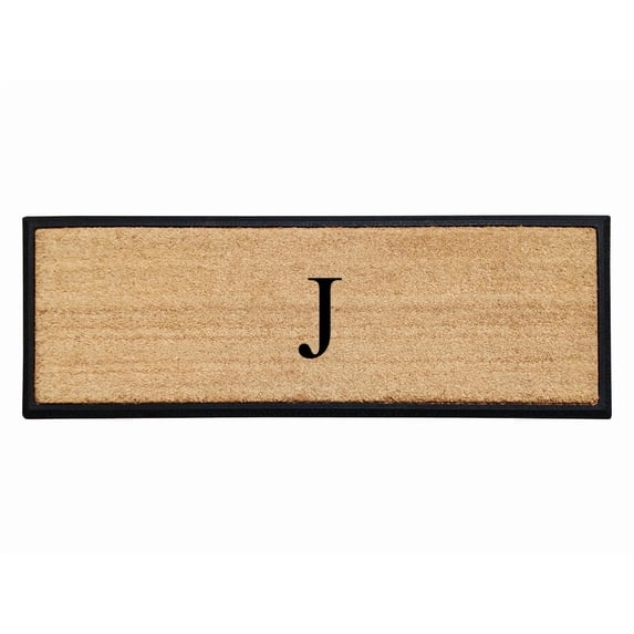 A1HC First Impression Natural Rubber Coir Molded 18-inch x 48-inch Monogrammed Double Doormat