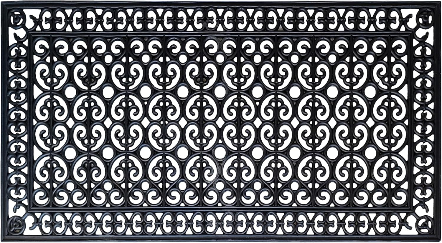 Large Black Rubber Outdoor Decorative Door Mat