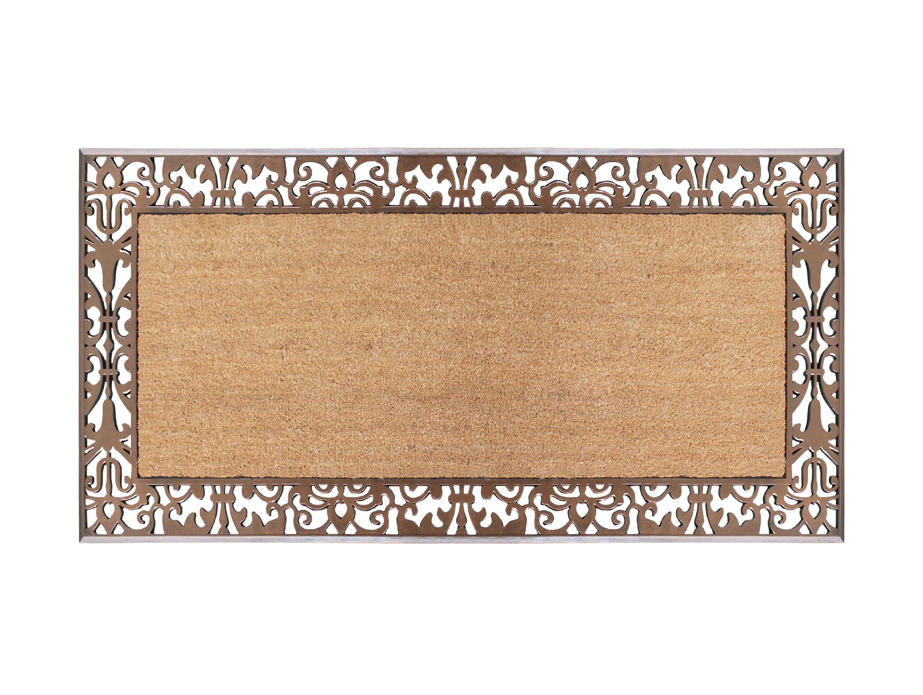 A1HC First Impression Rubber and Coir Door Mat, 30" X 60", Bronze/Beige, Heavy Duty, Extra Large Size Doormat Outdoor Entrance
