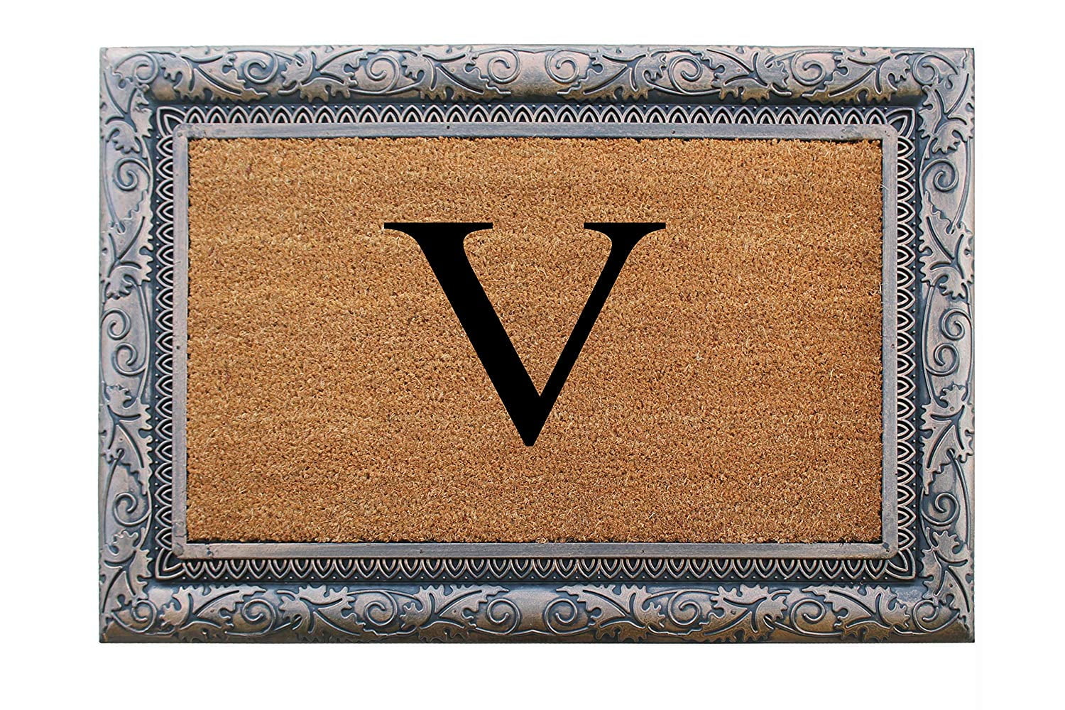 A1HC First Impression Rubber and Coir Albena 24" X 36" Bronze Finished Heavy Duty Monogrammed Doormat