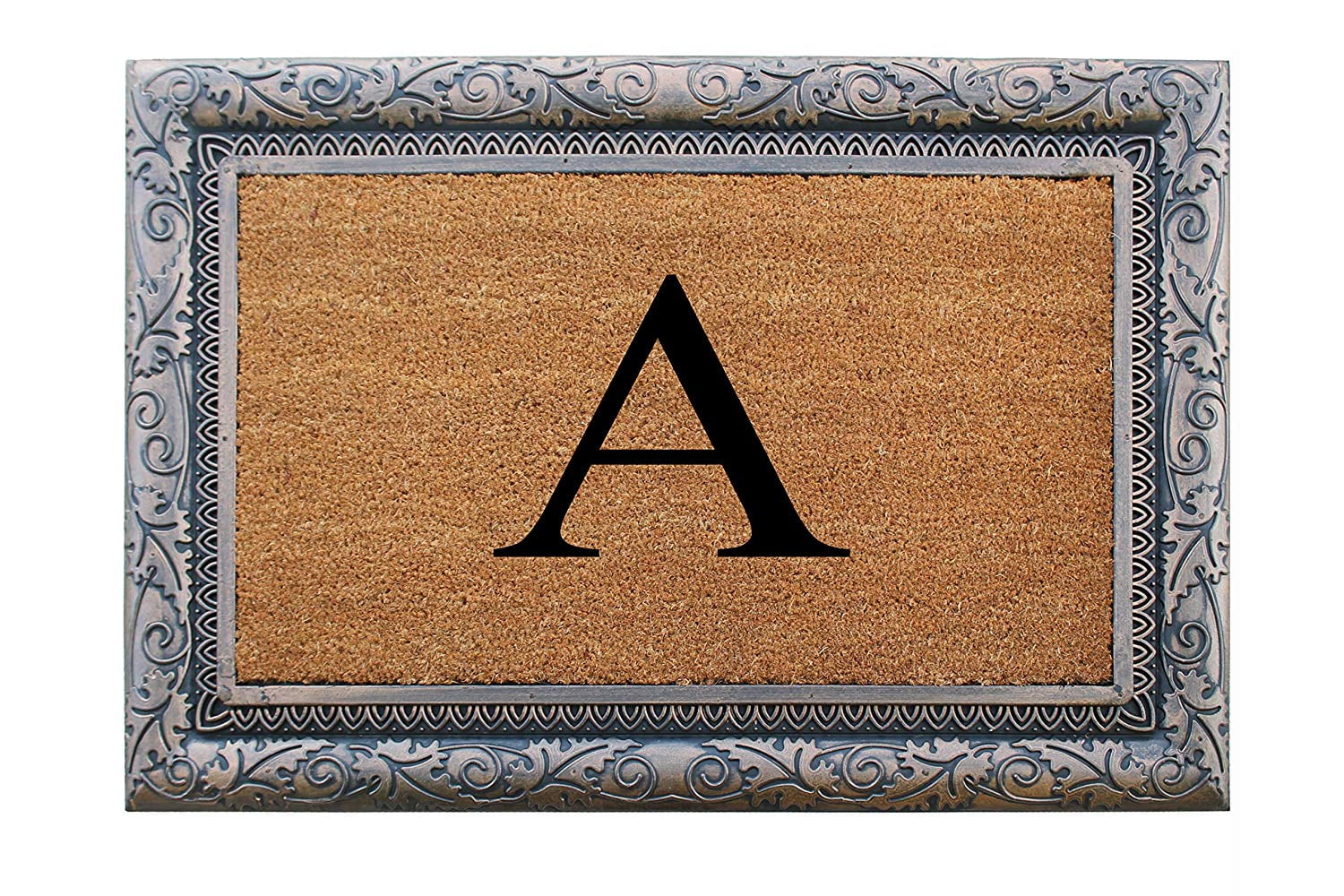 A1HC First Impression Rubber and Coir Albena 24" X 36" Bronze Finished Heavy Duty Monogrammed Doormat