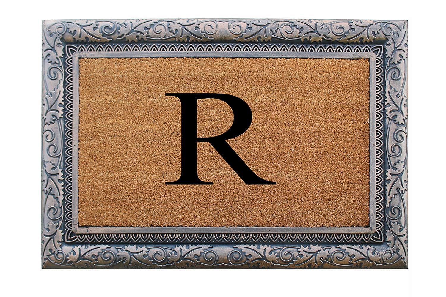 A1HC First Impression Rubber and Coir Albena 24" X 36" Bronze Finished Heavy Duty Monogrammed Doormat