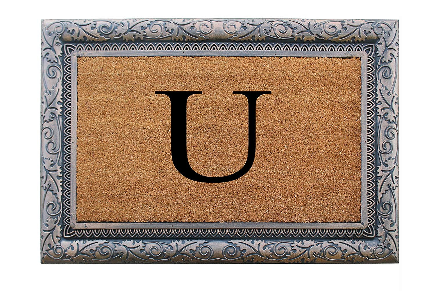 A1HC First Impression Rubber and Coir Albena 24" X 36" Bronze Finished Heavy Duty Monogrammed Doormat