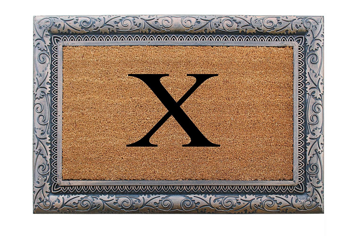 A1HC First Impression Rubber and Coir Albena 24" X 36" Bronze Finished Heavy Duty Monogrammed Doormat