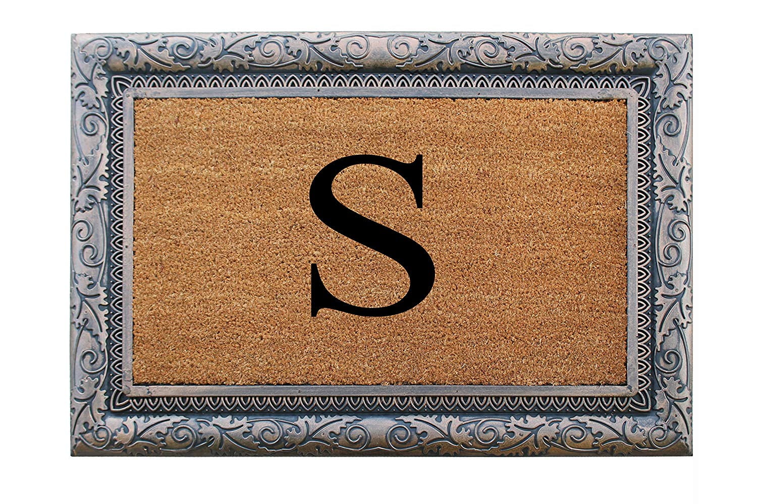 A1HC First Impression Rubber and Coir Albena 24" X 36" Bronze Finished Heavy Duty Monogrammed Doormat