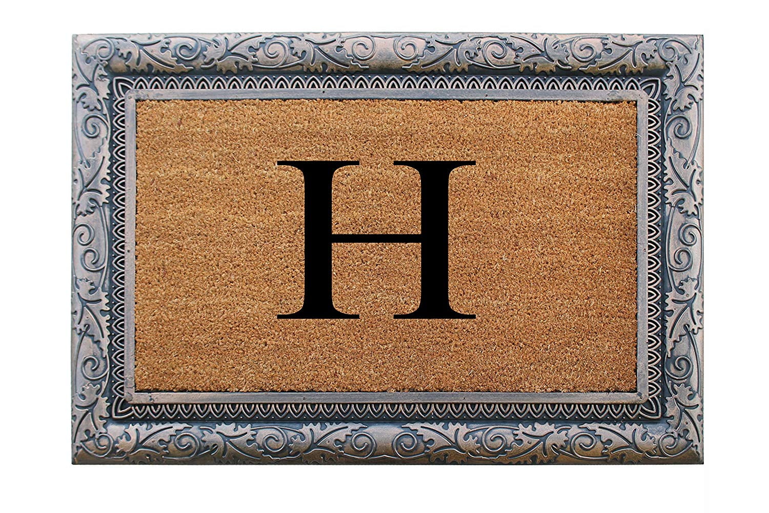 A1HC First Impression Rubber and Coir Albena 24" X 36" Bronze Finished Heavy Duty Monogrammed Doormat