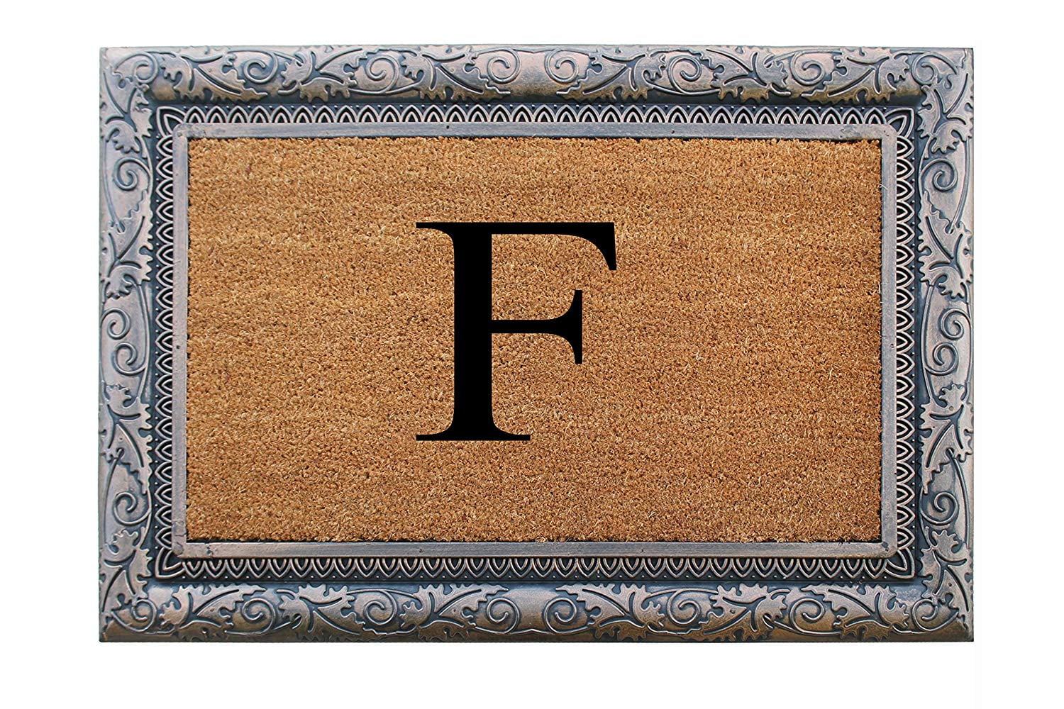 A1HC First Impression Rubber and Coir Albena 24" X 36" Bronze Finished Heavy Duty Monogrammed Doormat