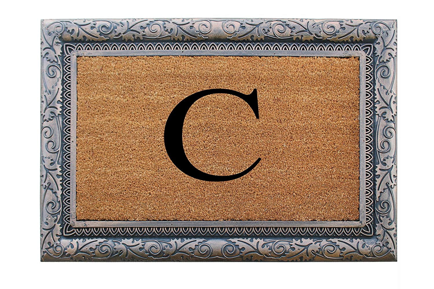 A1HC First Impression Rubber and Coir Albena 24" X 36" Bronze Finished Heavy Duty Monogrammed Doormat