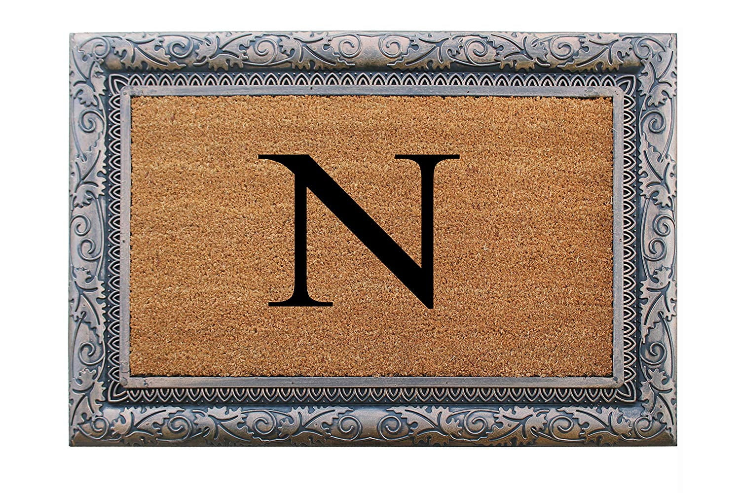 A1HC First Impression Rubber and Coir Albena 24" X 36" Bronze Finished Heavy Duty Monogrammed Doormat
