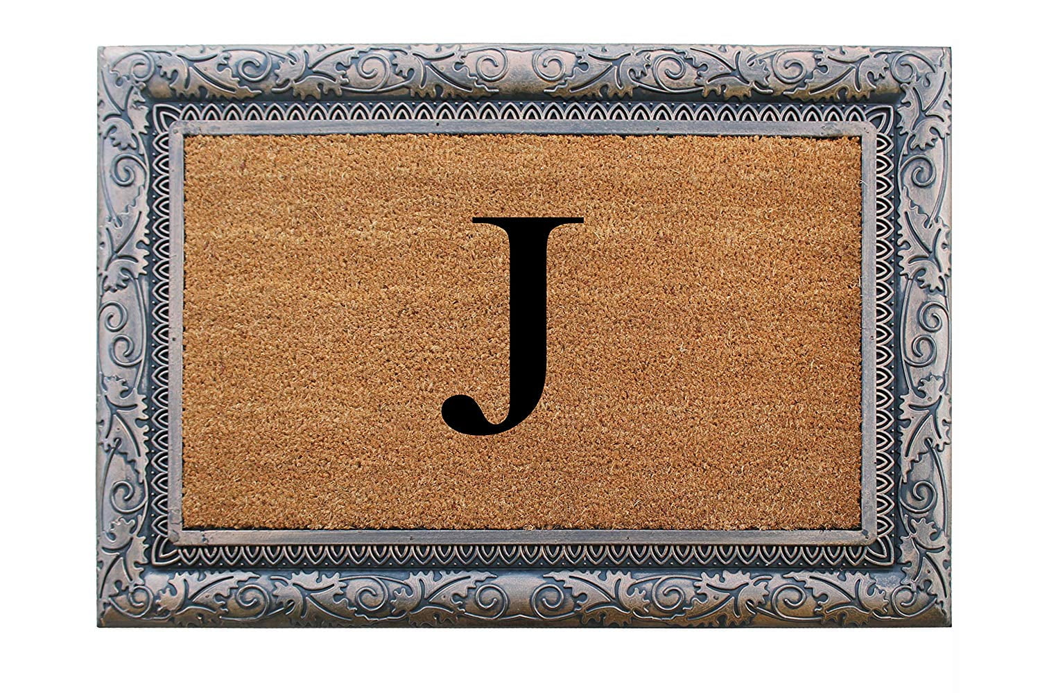 A1HC First Impression Rubber and Coir Albena 24" X 36" Bronze Finished Heavy Duty Monogrammed Doormat