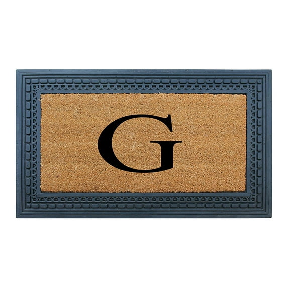 A1HC First Impression Rubber and Coir, Black/Beige 24" X 39" Heavy Duty Outdoor Monogrammed Doormat