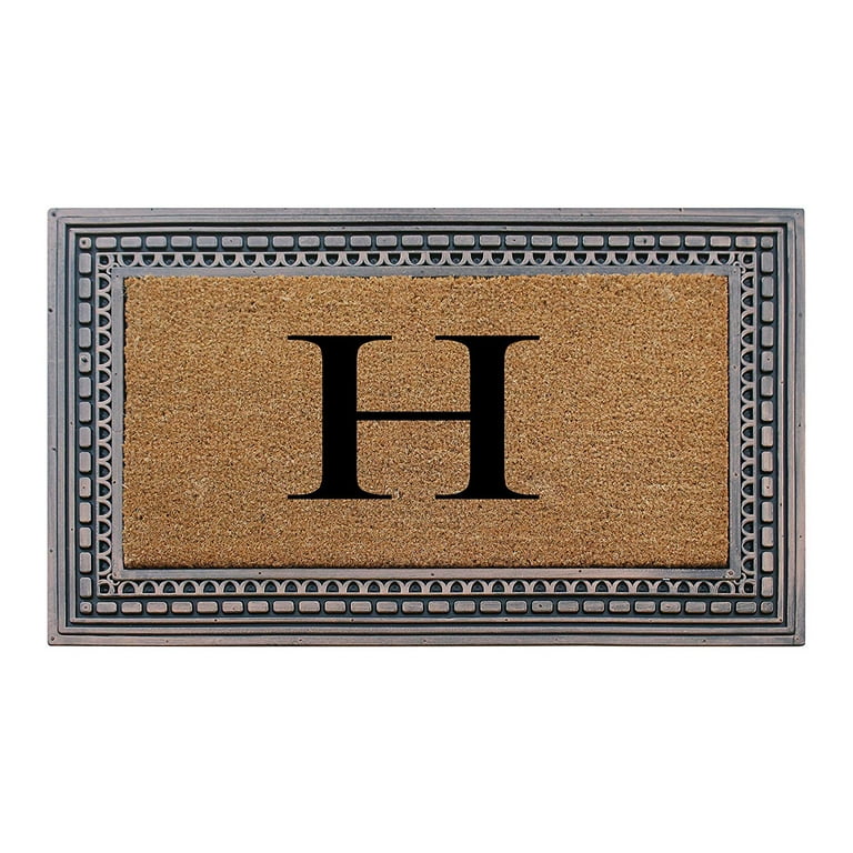 A1hc Welcome Border Beige 24 in x 39 in Rubber and Coir Heavy-Duty Outdoor Entrance Durable Doormat